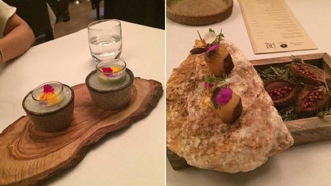 Dishes served at Central showing Martinez’s tendency to create sculptural food.